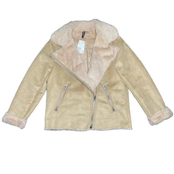 Suede faux fur moto jacket - Picture 2 of 8